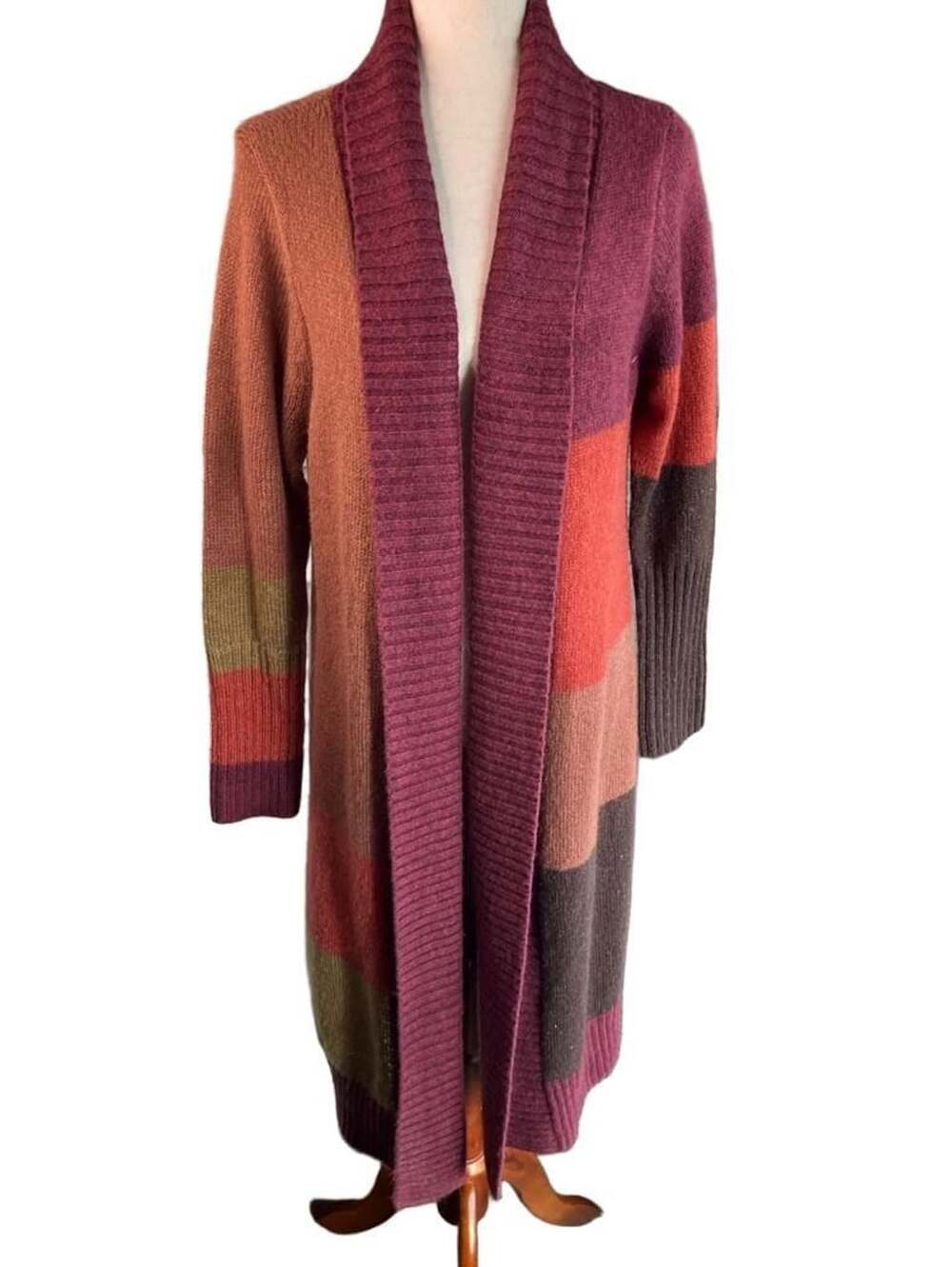 Chico's Biana Cardigan Size 2 Colorblock Open Front Duster Sweater